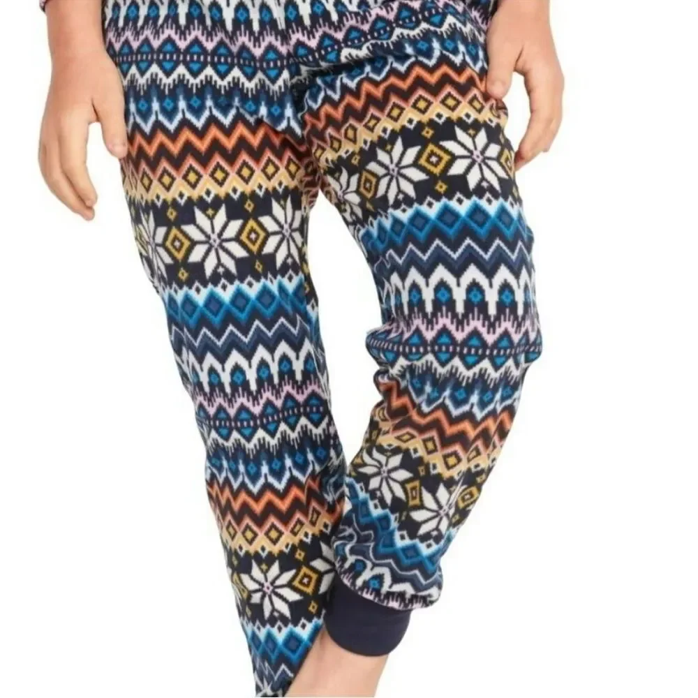 Fleece Pajama Pants White Fair Isle Lounge Girls Pants Old Navy Size 8